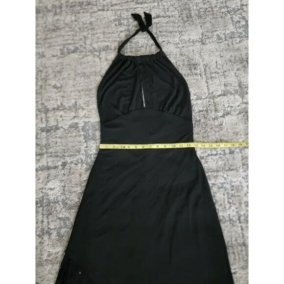 Cache Women's Black Taffeta Halter Asymmetric Hem Cocktail Dress Size Medium NWT - Picture 7 of 10